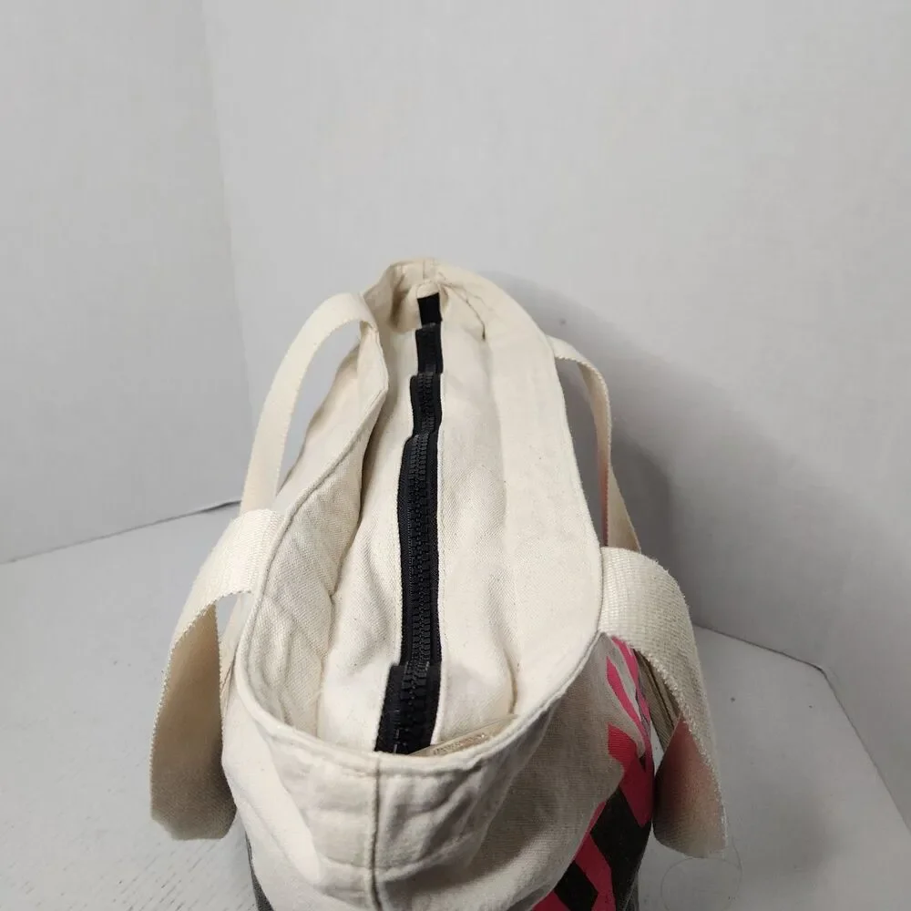 Victoria's Secret LOVE PINK Tote Bag Canvas/Gray Distressed Denim with Zipper